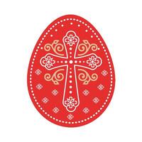 Easter red egg with cross. vector