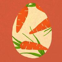 Easter egg hand drawn in modern style with texture. Easter egg decorated with carrot. Modern minimalist style. Flat style illustration. Easter celebration and spring holiday concept vector