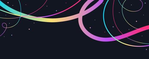 Beautiful Abstract Wavy Lines and Scribble Sketches with Vibrant Colors on a Black Background. Playful geometric fluid organic shapes isolated. Trendy colorful freehand line doodles. vector