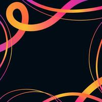 Trendy Hand Drawn Abstract Wavy Lines and Scribble Sketches with Vibrant Colors on a Black Background. Playful geometric fluid organic shapes isolated. Colorful freehand line doodles. vector