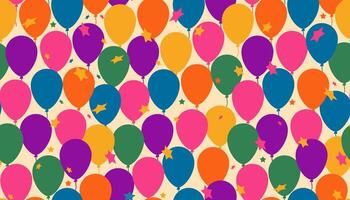 Colorful Balloons with Retro Vibes in Seamless Pattern. Repeatable background with beautiful balloons perfect for wrapping paper, poster, cards, invitations, print, fashion. vector