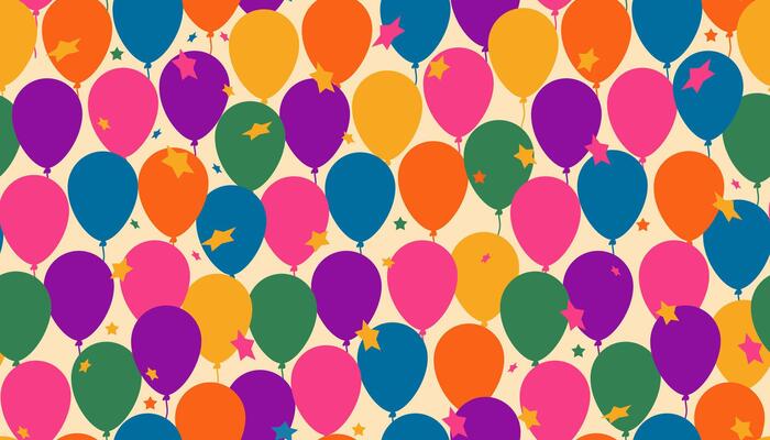 Colorful Balloons with Retro Vibes in Seamless Pattern. Repeatable background with beautiful balloons perfect for wrapping paper, poster, cards, invitations, print, fashion.