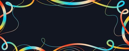 Colorful Abstract Wavy Lines and Scribble Sketches Isolated on a Black Background. Playful geometric fluid organic shapes isolated. Trendy colorful freehand line doodles. vector