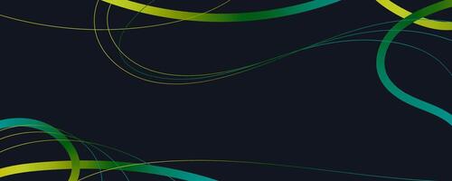 Green Wavy Lines and Scribble Sketches on a Black Background. Playful geometric fluid organic shapes isolated. Trendy colorful freehand line doodles. vector