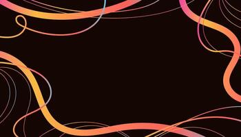 Fluid Abstract Wavy Lines and Scribble Sketches with Vibrant Colors on a Black Background. Playful geometric fluid organic shapes isolated. Trendy colorful freehand line doodles. vector