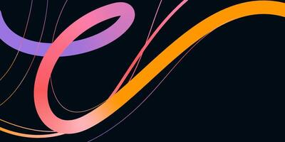 Elegant Abstract Wavy Lines and Scribble Sketches with Vibrant Colors on a Black Background. Playful geometric fluid organic shapes isolated. Trendy colorful freehand line doodles. vector