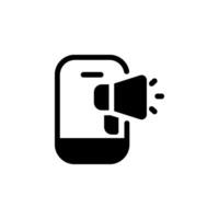 Smartphone with megaphone icon, representing mobile marketing, advertising, and announcements. Perfect for illustrating app features, promotions, and digital communication vector