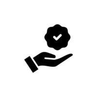 Quality Guarantee Icon. Hand Holding Checkmark Badge vector