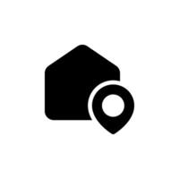 House with a map pointer icon, representing location, real estate, navigation, and home address vector
