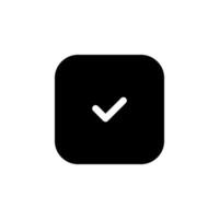 Checkmark icon inside a solid black square. Symbol of approval, success, or task completion. Clean illustration for web design, app interface, and graphic design projects vector