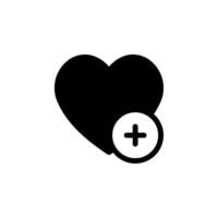 Heart with a plus sign inside a circle. Symbolizing adding to favorites, adding to a wishlist, or expressing a positive sentiment. Suitable for web design, app interfaces, and graphic design projects vector