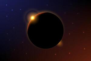 Planet Sunrise over the globe and glowing flare on the horizon on background is a sparkling star pattern vector