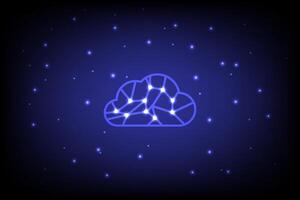 Abstract Technology cloud Network Connection Neon Dots and star vector