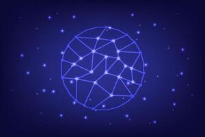 Abstract Technology Global Network Connection Neon Dots and star vector