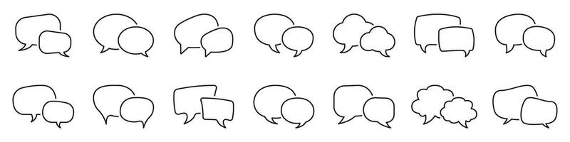 Speech bubble line icon set. Communication and chat bubble outline symbol collection. Editable stroke. Isolated illustration vector