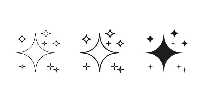 Starburst And Sparkle Line And Solid Icon Set. Elegant Star Symbol Collection. Isolated Illustration