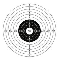 Target shooting blank paper black line with numbers. Competition or for training. Gun target. vector