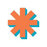 Bold abstract star icon. Modern geometric shape with flat design elements. This brutalist symbol captures a unique essence, showcasing contemporary style with a shadow effect. Ideal for graphic vector