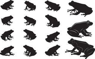 Frog silhouette set illustration vector