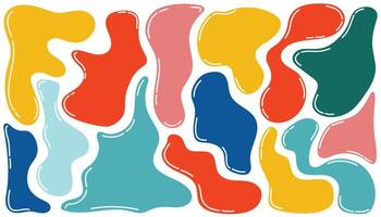 A modern abstract poster with colorful irregular shapes on a white background. Organic, fluid, melting shapes. A playful, minimal, and contemporary geometric collection. vector