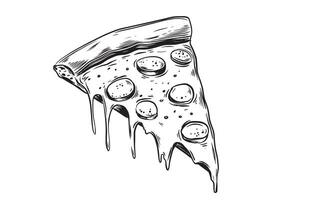A delicious slice of pizza with pepperoni and cheese vector