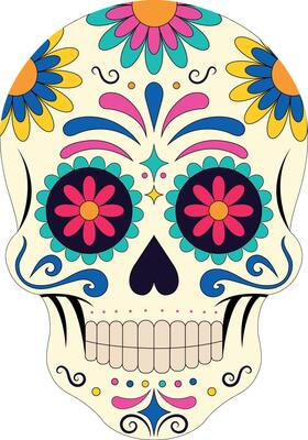 Isolated Mexican Traditional Skull With Pattern.