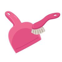 illustration of dustpan with brush isolated on white background. Logo or icon with objects for house cleaning. vector