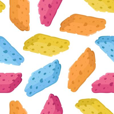 seamless pattern with multi-colored cleaning sponges. Pattern for packaging, business cards and wallpaper.