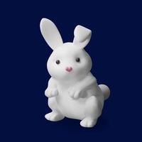 3d stand up render rabbit. Three-dimensional illustration easter holiday. Happy, cute spring character. Greeting hare on the background. Banner with animal for Asian lunar traditional festival vector