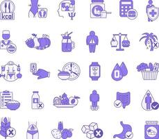 Colored Icon Set Nutrition. Illustrations vector
