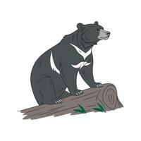 Silhouette of a Formosan black bear isolated mammal illustrations vector