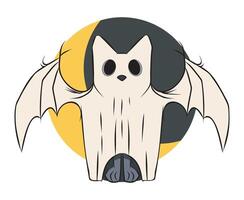 Cute cartoon character with bat wings and round background design featuring yellow and black colors vector