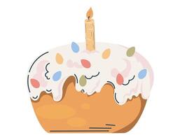 Colorful cake with frosting and candle celebrating a special occasion at a festive gathering vector