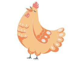 Colorful chicken standing proud in a cartoon style with a cheerful expression against a simple background vector