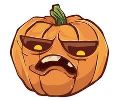 Angry Cartoon Pumpkin with Funny Expression for Halloween Designs vector