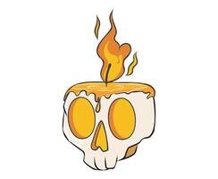 Candle shaped like a skull with a flame on top in vibrant colors vector