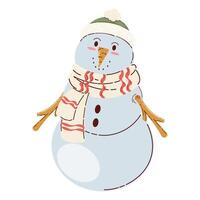 Cute Snowman with Winter Hat and Scarf Illustration vector