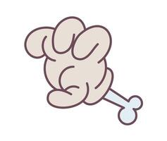 Cartoon Style Image of a Arm with Bone in Minimalist Art Style vector