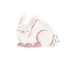 Cute Cartoon Bunny Sitting and Enjoying the Quiet vector