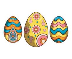 Colorful Decorated Easter Eggs Featuring Vibrant Patterns and Unique Designs vector