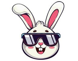 Cute cartoon rabbit wearing sunglasses with a cheerful expression in a playful design vector