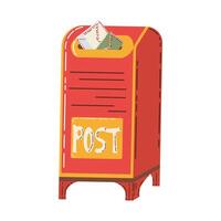 Bright Red Postbox Filled with Letters and Envelopes vector