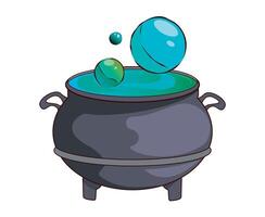 Cartoon Illustration of a Mystical Cauldron with Magical Potion vector