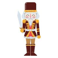 Festive Nutcracker Soldier Illustration With Sword and Victorian Attire vector