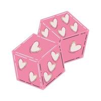 Pink Dice Featuring Heart Motifs, Romantic Vibes, and Playful Design Elements vector