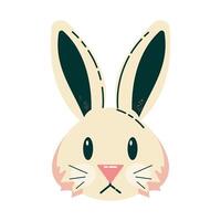 Minimalist Illustration of a Bunny Face with a Cute and Playful Style vector