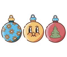 Set of Decorative Christmas Ornaments with Whimsical and Festive Illustrations vector
