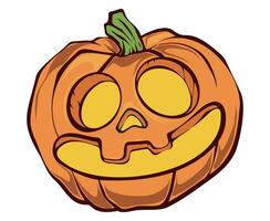 Carved Halloween Pumpkin with Skull Face Lantern Style vector