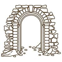 ancient stone archway illustration with rustic stones, vintage architecture, historical design vector