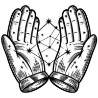 Mystical celestial gloves stars and constellations embellish unique artistic design vector